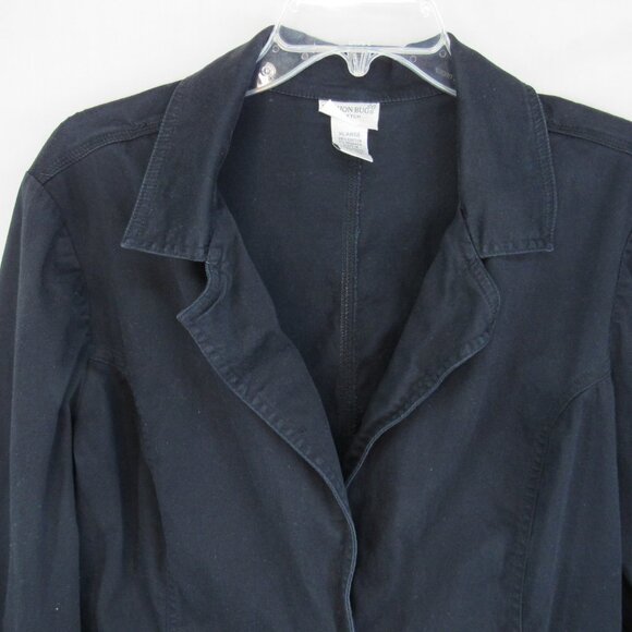 Fashion Bug Stretch Women's 2 Button w/Pockets Wide Cuff Black Blazer Size XL - Picture 2 of 12